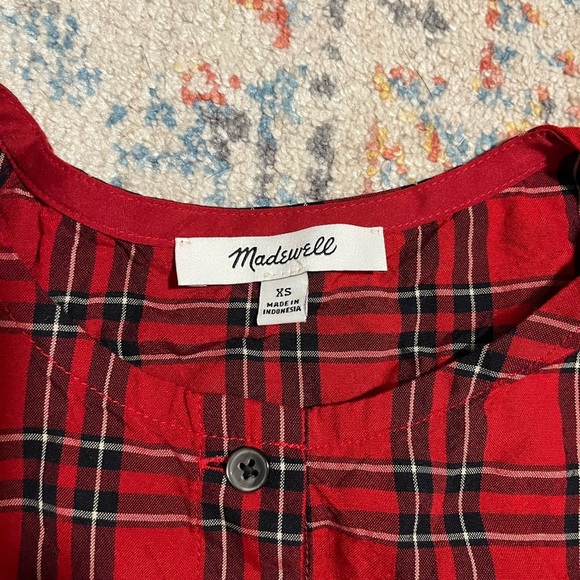 Madewell Red Plaid Blouse - Picture 3 of 5